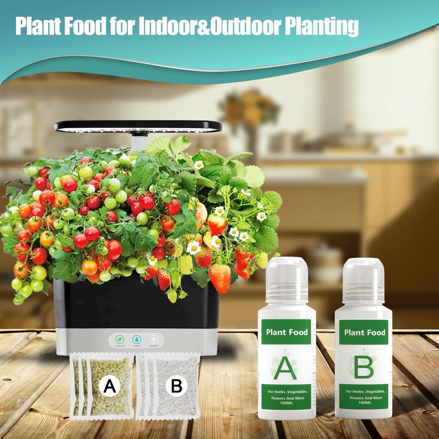 Hydroponics Nutrients for Aerogarden(800ml in Total), Plant Food A & B Hydroponics Supplies, Indoor Plant Fertilizer for Hydroponics Growing System, Hydroponic Solution for Vegetables Thrive