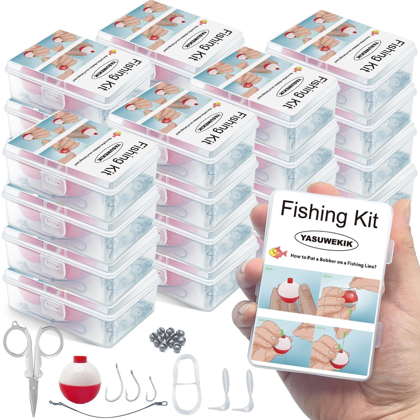 yasuwekik 6 Pack Mini Fishing Kits Bulk Small Emergency Survival Fishing Kits Outdoor Compact Fishing Tackle Kits with Case for Beginner Christmas Shoebox Fillers for Fishing Party Favors