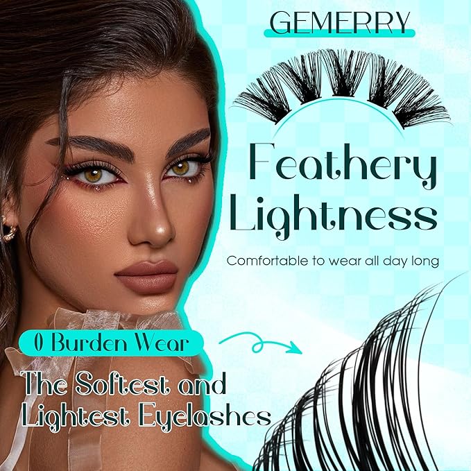 Eyelash Clusters Fluffy Lash Clusters Thick 280pcs Cluster Eyelash Extensions DIY At Home Individual Lashes Cluster Lashes by GEMERRY（100P-15-20mm)