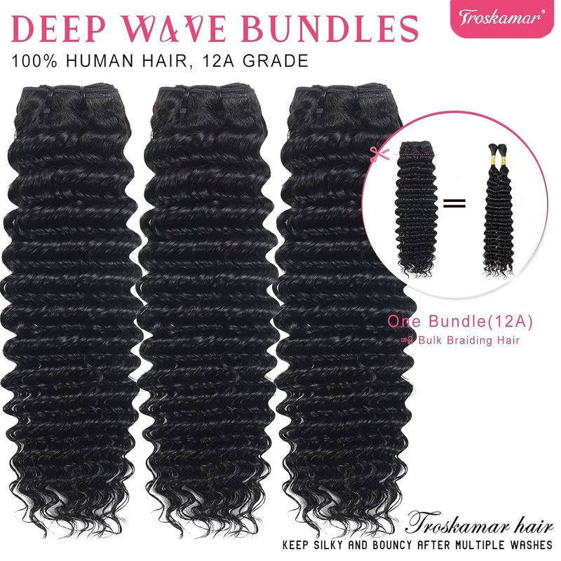 Deep Wave Bundles - 18 Inch Indian Human Hair Weave | 100% Unprocessed Raw Quality