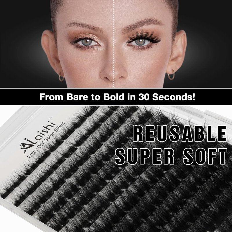 Lash Clusters Kit, DIY 3D Cluster Eyelash Extensions 10‑18mm,108pcs Fluffy D Curl Soft Natural Lashes with Lash Bond and Seal,Tweezers, Remover–Natural Fake Cat Eye Wispy Individual Clusters（211-5-L）