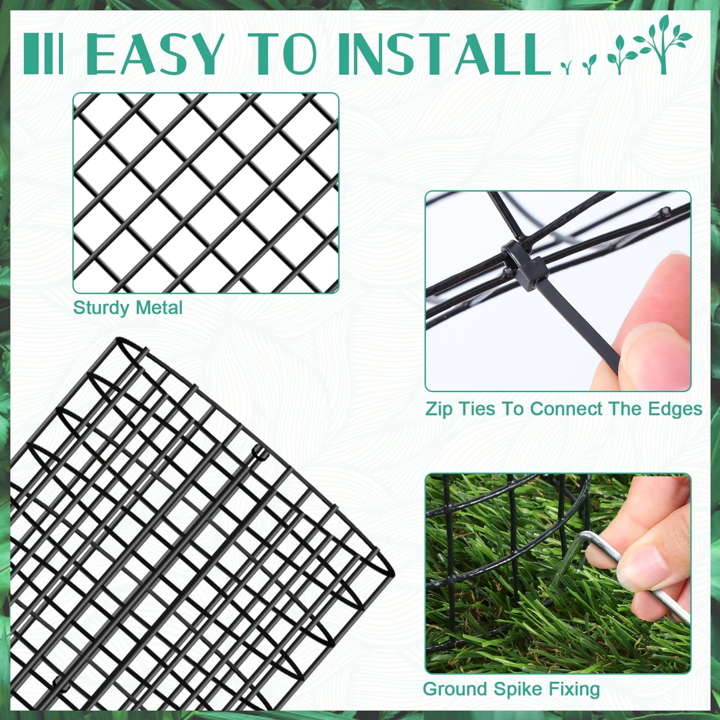 UJG 6PCS 48'' Metal Tree Protectors from Deer, Mesh Tree Bark Protector Guard from Deer, Tree Cages for Deer, Tree Trunk Protector to Protect Bark from Deer Mowers with Zip Ties & Metal Stakes
