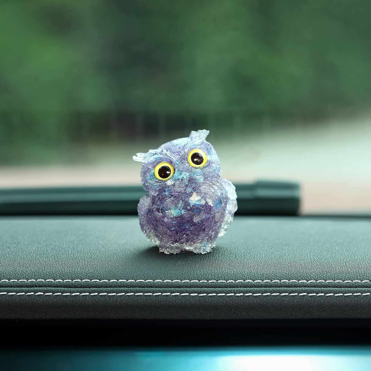 Reyife Hand-Carved Natural Crystal Owl Statue Reiki Healing Gemstone Animal Figurines Home Office Car Decoration The Best Gifts 2.4 inches
