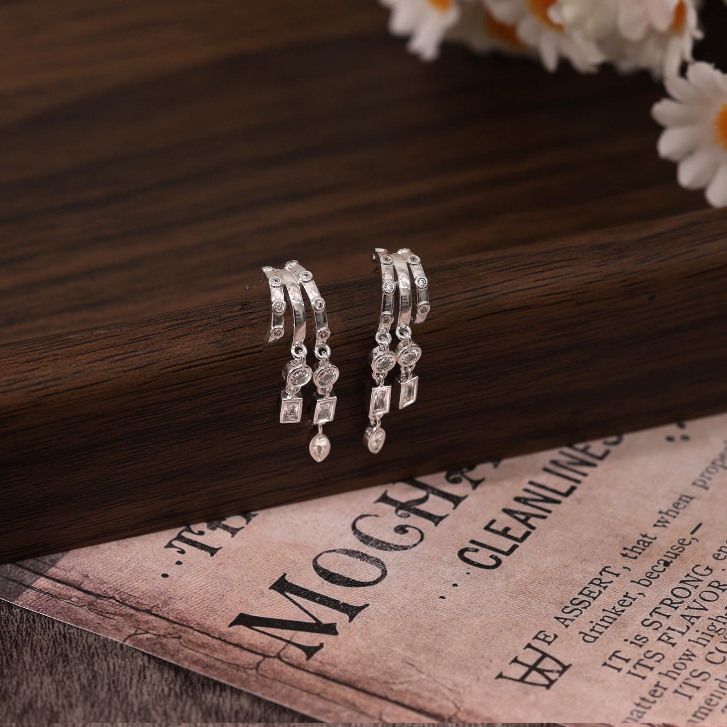 SELSHE Silver Earrings for Women,Dainty Silver Huggie Hoop Earrings Long Dangle Drop Earrings Hypoallergenic Statement Hoop Earrings for Women Trendy Silver Jewelry Women's Accessories
