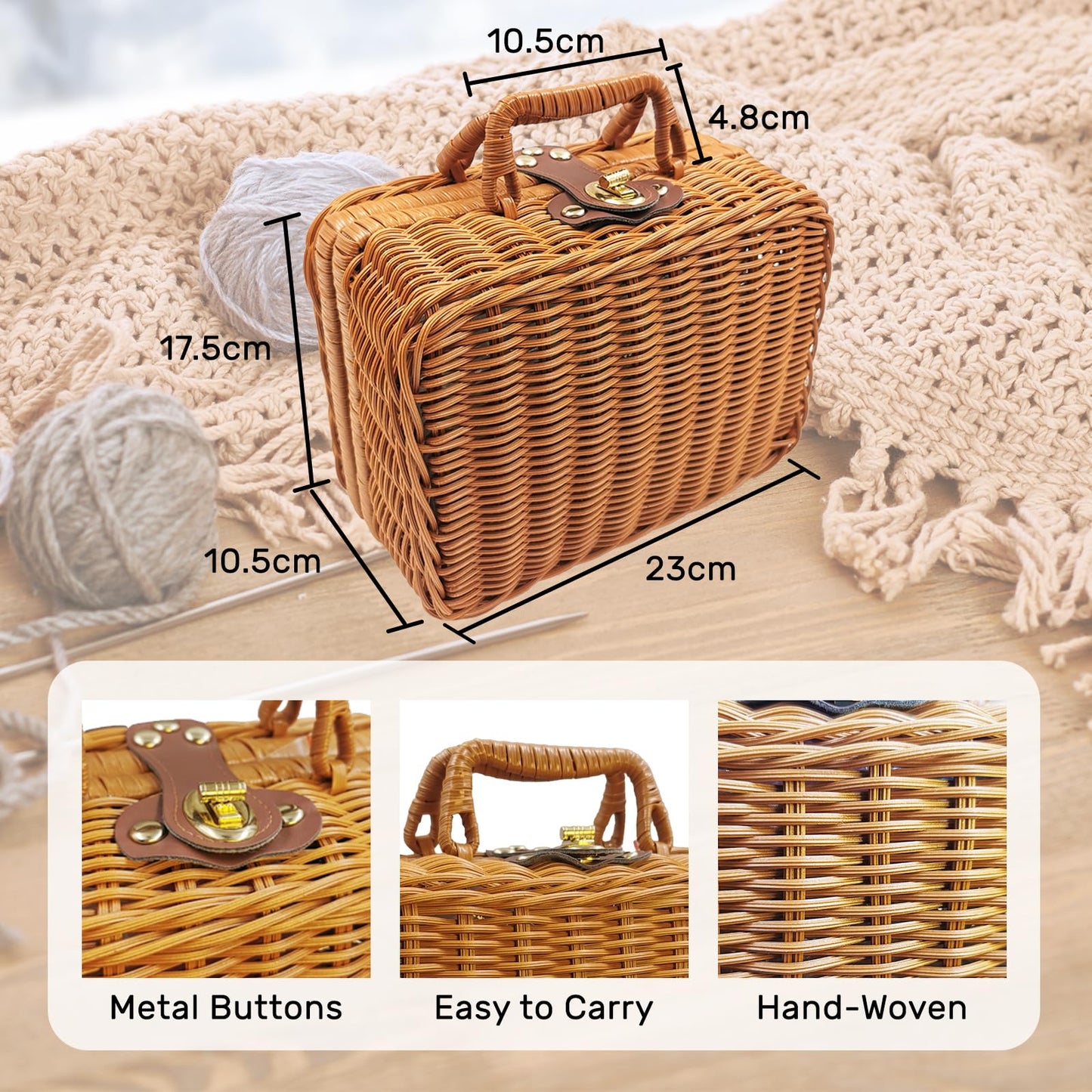 SNAIL GARDEN Crochet Kit for Beginners - with Rattan Retro Case, Crochet Kit for Adults with Cotton Yarn, Complete DIY Starter Crochet Set for Adults
