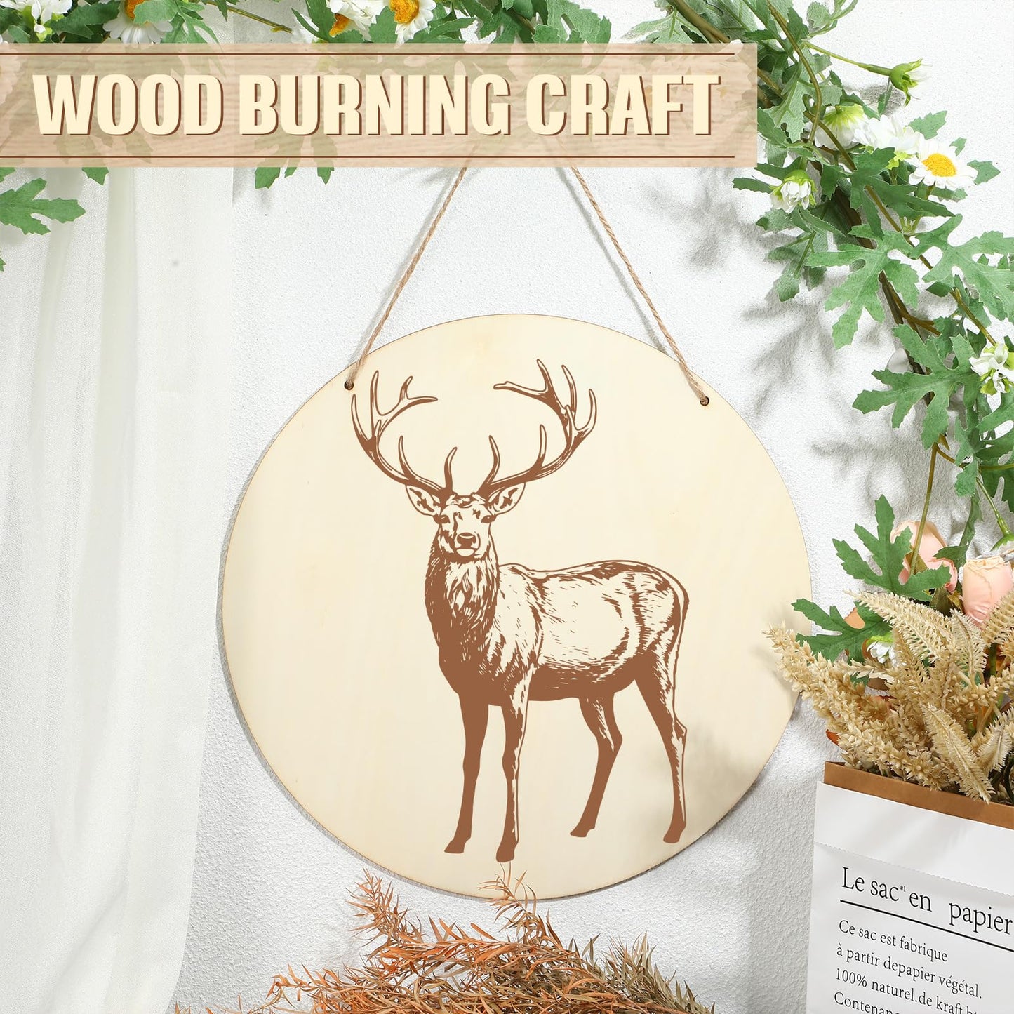 Suzile 20 Pcs 12 Inch Wood Rounds for Crafts Unfinished Blank Wooden Circle Signs Discs for DIY Christmas Home Decor Painting Door Hanger