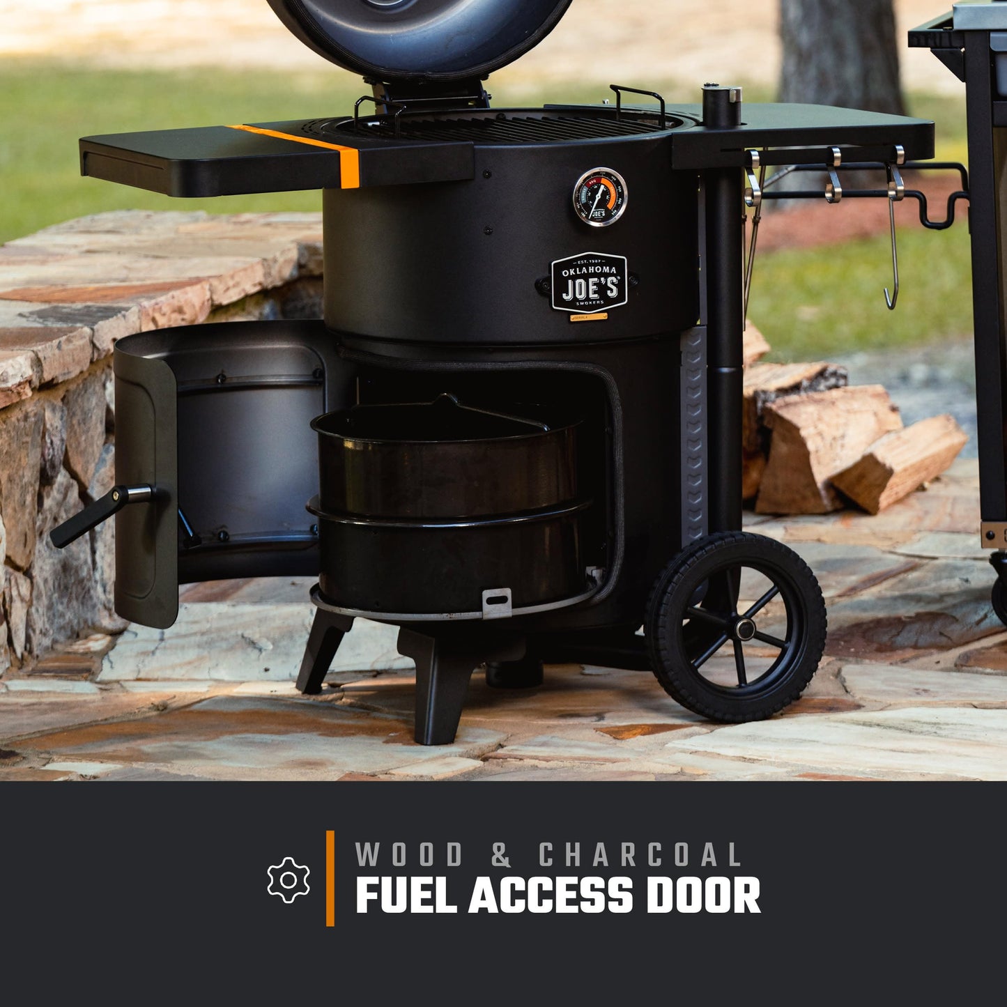 Oklahoma Joe's® Bronco 18 in. Heavy Duty Charcoal Drum Smoker and Grill with 284 sq. in. Cooking Area in Black, Smoker Grill