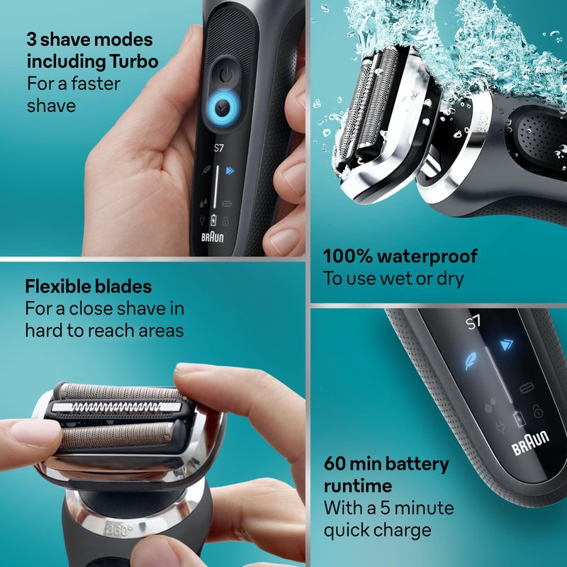 Braun Series 7 70 Shaver Stainless Steel Battery Powered Maleelectric shaver