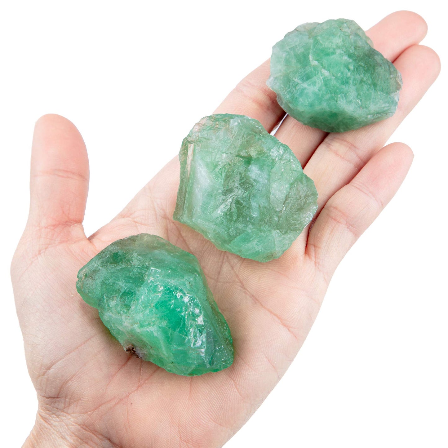 UU UNIHOM 1 lb Bulk Rough Raw Green Fluorite Crystal for Tumbling, Cabbing, Polishing, Decoration, Wrapping,Large 1" Natural Raw Stones