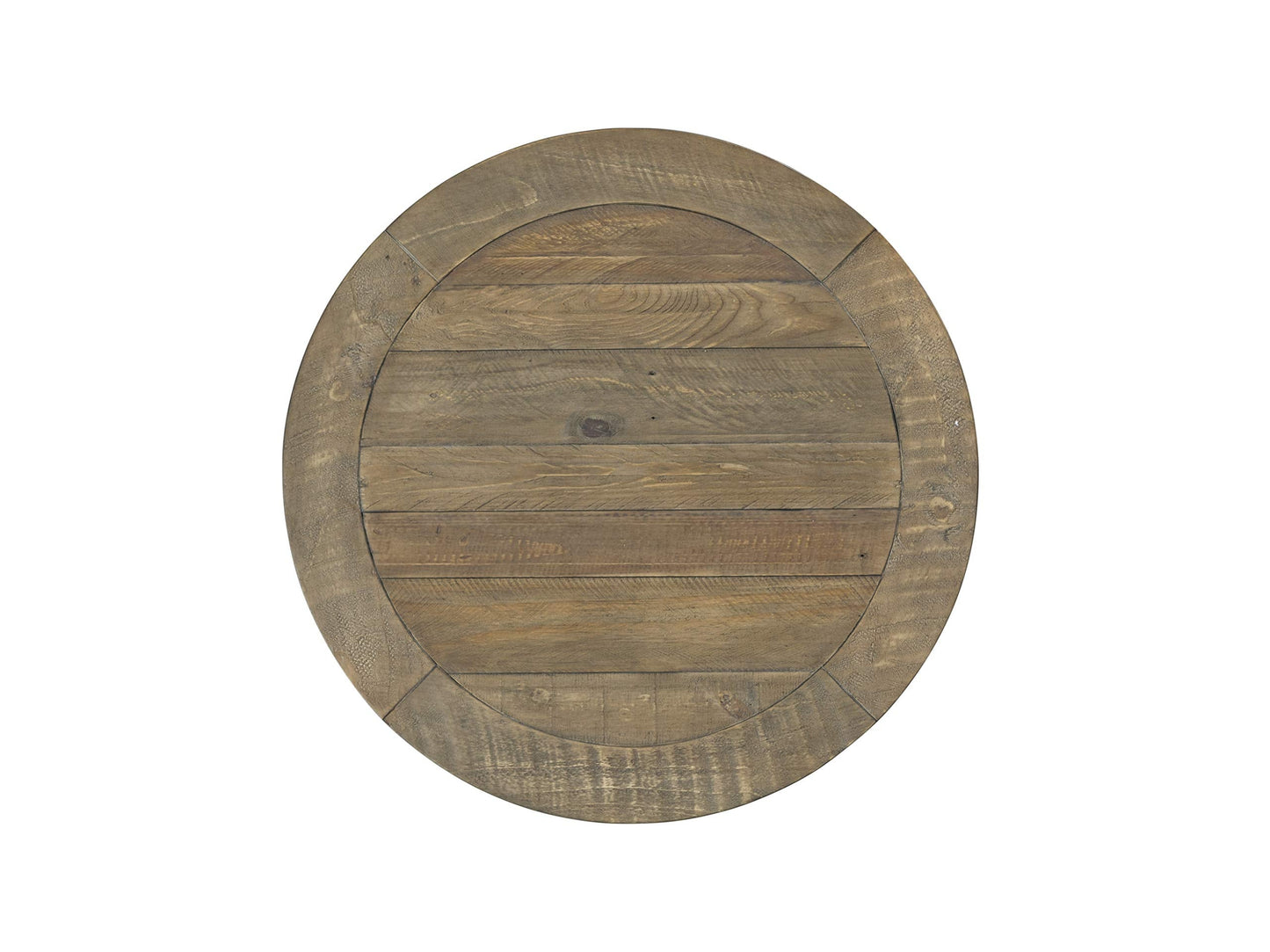 Napa Solid Wood Farmhouse Rustic Reclaimed Natural and White Stain Round End Side Accent Living Room Table, Nightstand Bedside 26" W x 26" D x 25" H