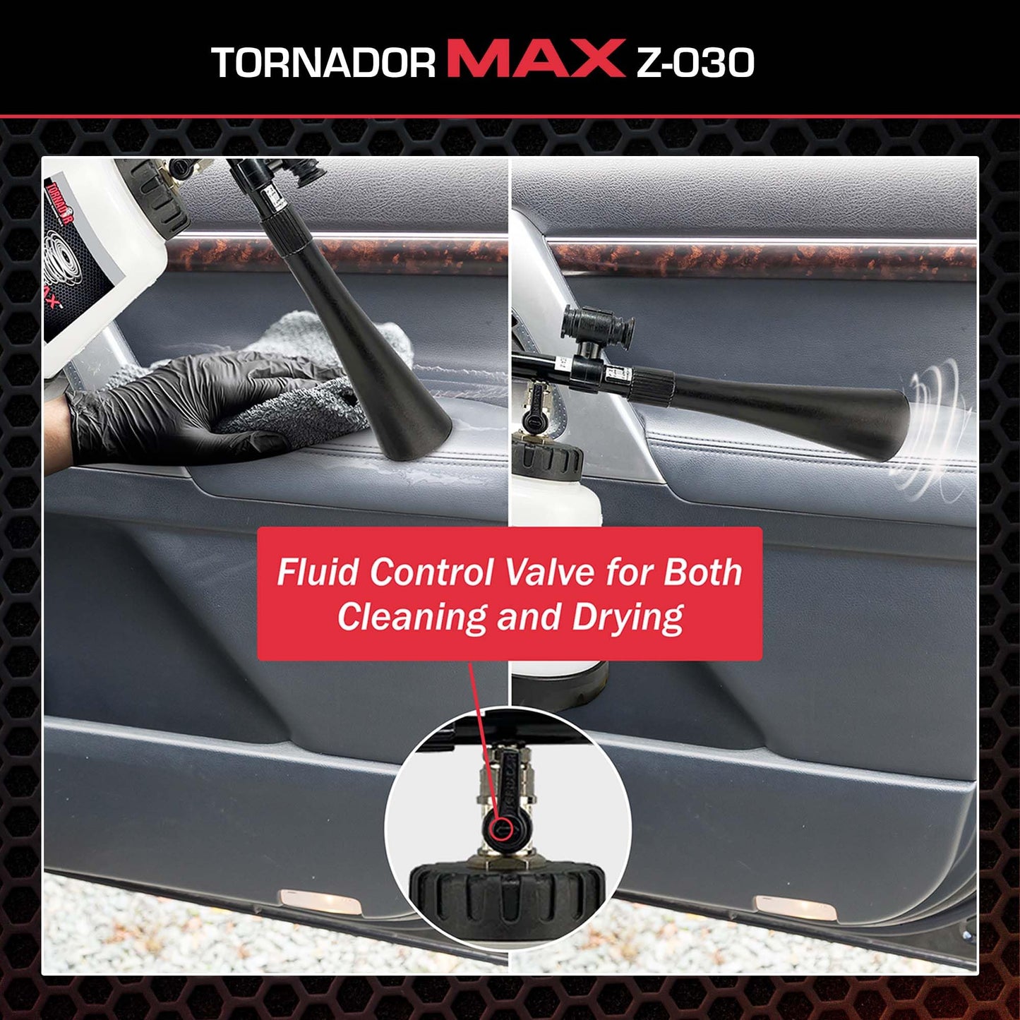 Tornador Max Z-030 Car Cleaning Gun 32oz | Patented Power Rotation & Ergonomic Grip | Swivel Air Inlet | High-Pressure Detailing Tool for Interior & Exterior Cleaning
