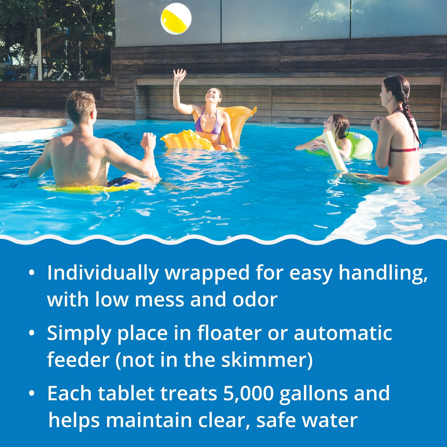 In The Swim 3 Inch Stabilized Chlorine Tablets for Sanitizing Swimming Pools - Individually Wrapped, Slow Dissolving - 90% Available Chlorine - Tri-Chlor - 50 Pounds