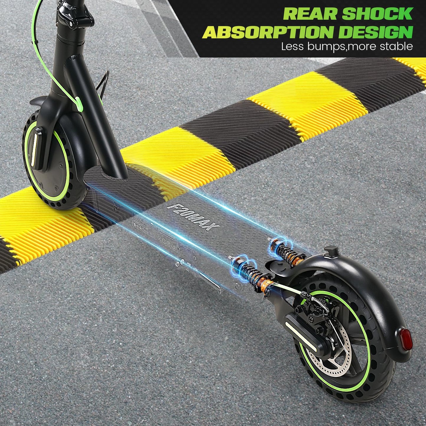 Electric Scooter Adults,Folding E Scooter with 350/500W Motor 19 Mph 18 Miles Range,8.5" Solid Tires Folding Commuting Motorized Kick Scooter (350W 19MPH 7.8AH 18 Miles Dual Rear Suspension - Green)