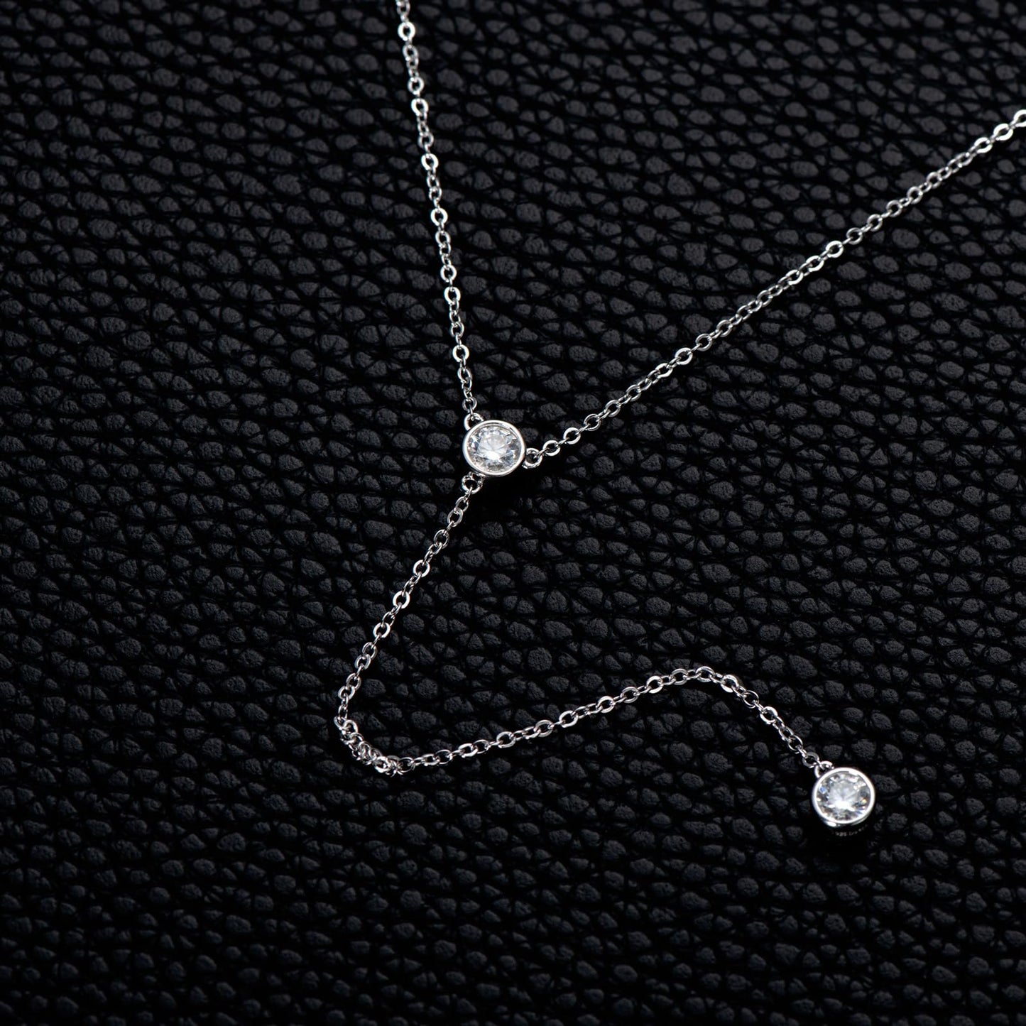 Moissanite Necklace for Women Sterling Silver, Imitation Diamond Lariat Drop Y necklace, Dainty Simple Long Prom Bridal Wedding Hypoallergenic Neckalces, 16 to 20 Inch