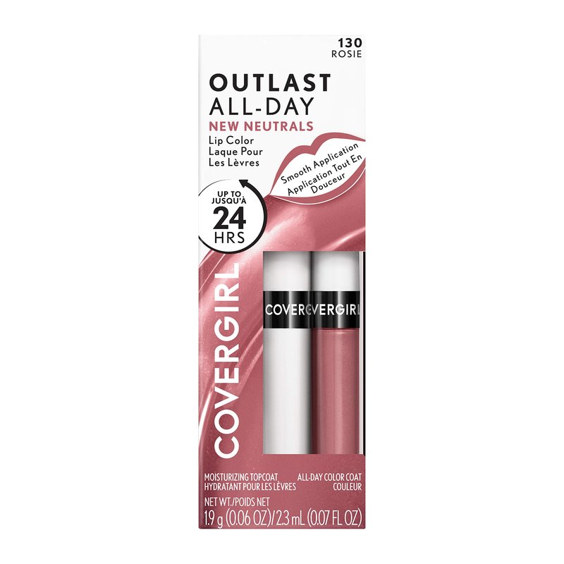 COVERGIRL Outlast All-Day Lip Color with Moisturizing Topcoat, New Neutrals Shade Collection, Good Mauve Pack of 1 and Rosie 0.06 Ounce Pack of 1