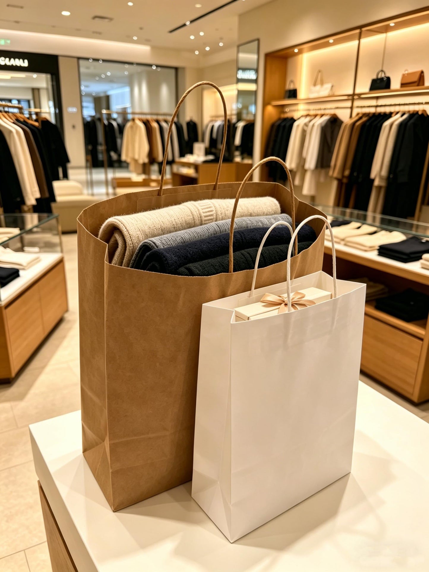 Amazingcraft 100-Pack Large Kraft Paper Bags 10"x5"x13" (25x13x33 cm), Brown with Handles, Ideal for Retail, Wedding Favors, Party Gifts, Boutiques, Bakeries, and Business Events