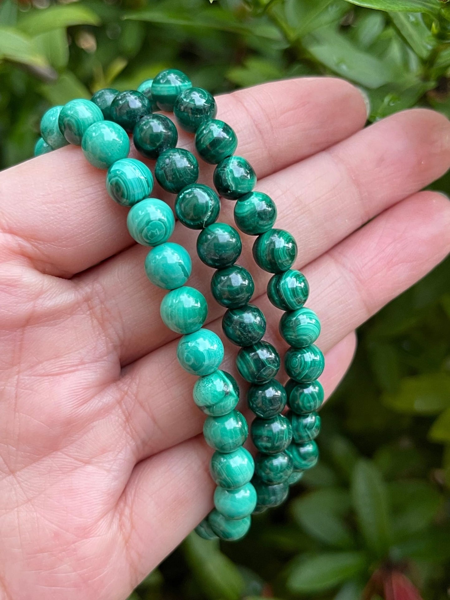 GAF TREASURES Malachite Crystal Bead Bracelet 7-8mm, Genuine Malachite Stretch Gemstone Bracelet, Healing Crystal Bracelet, Gift for Men & Women (1)
