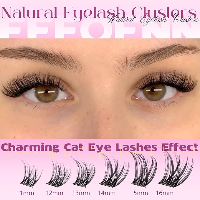 Wispy Lash Clusters Natural Eyelash Clusters C Curl Cluster Eyelash Extensions Cat Eye Lashes Clusters Spider Lahes Pestañas Postizas Naturales by Eefofnn (11-16 mm)