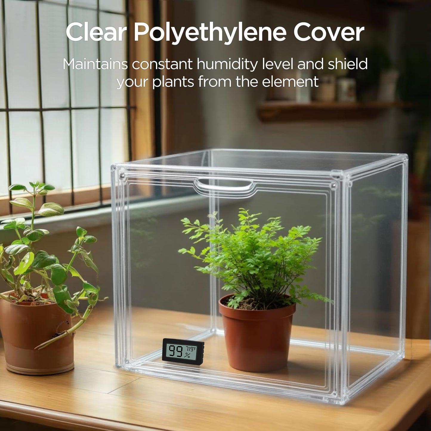 HBlife Mini Greenhouse for Indoor, Clear Stackable Green House with Magnetic Waterproof Door for Small Plants Nursery Germination and Display, Tabletop Portable Greenhouse, 14.1x8.6x10.6 Inch (1 Pack)