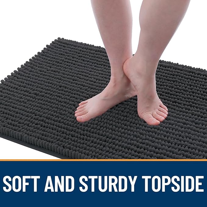 OLANLY Dog Door Mat for Muddy Paws 44x32, Ultra Absorbent Chenille Mud Doormat, Non-Slip Washable and Dirt Trapping Doormat for Indoor Entryway, Quick-Dry Indoor Pet Bed Mats for Dogs, Dark Grey