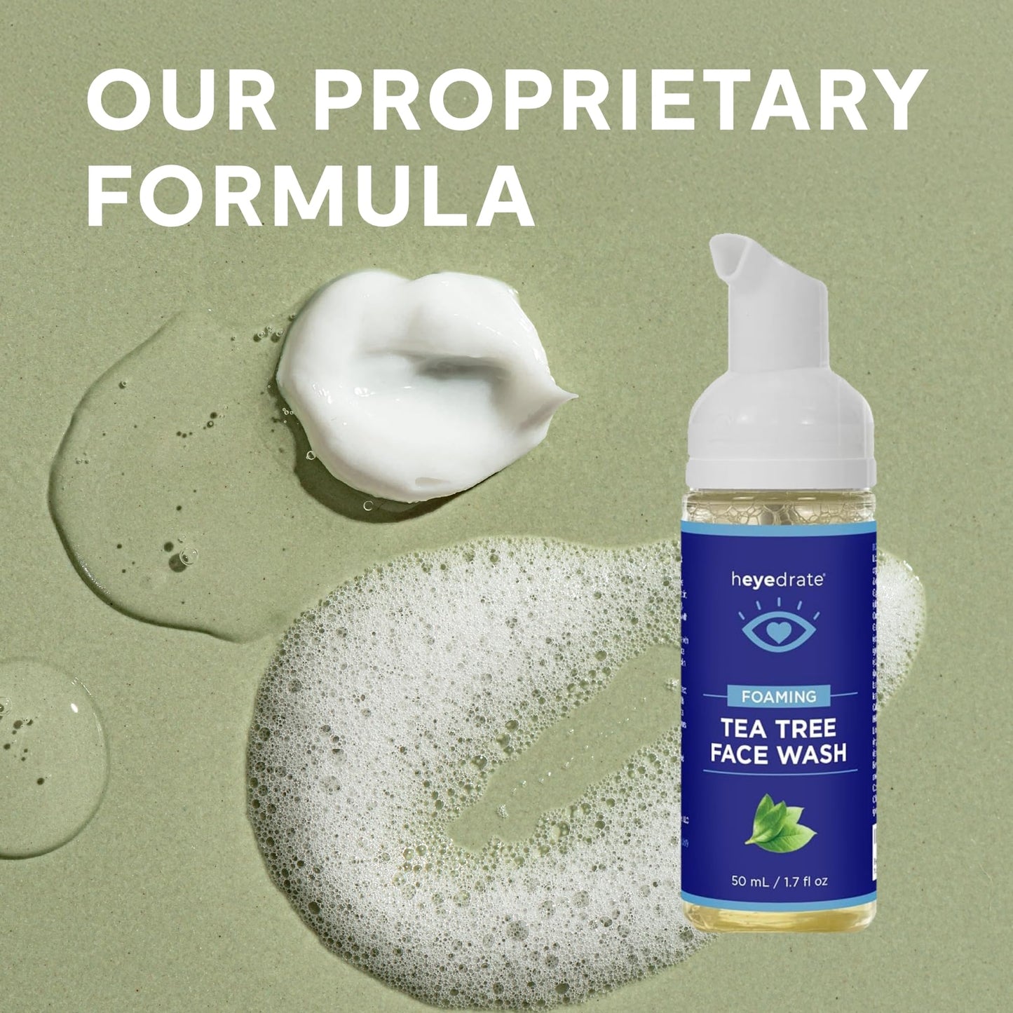 Heyedrate Eye Love Foaming Tea Tree Eyelid & Face Cleanser – Daily Eyelid Hygiene, Soothing Eye Irritation & Dryness – 100% Plant-Based with 19 Botanicals – Hypoallergenic – 1.7 oz