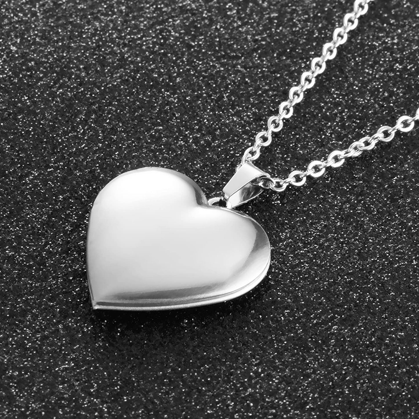 PHOCKSIN Silver Heart Locket Necklace You Are My Sunshine Personalized Love Heart Necklace that Holds Pictures Customized Gifts Locket Necklaces for Birthday