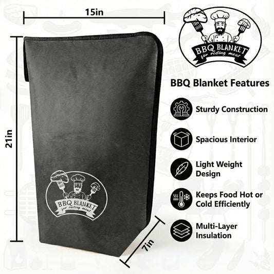 21-Inch BBQ Blanket for Resting Meat - Smoker Accessories, Insulated Brisket Bag for Party Picnic Camping, Anniversary Birthday Gifts for Men Dad Husband, 5-Layer Thermal Insulation (Black-Dupont)