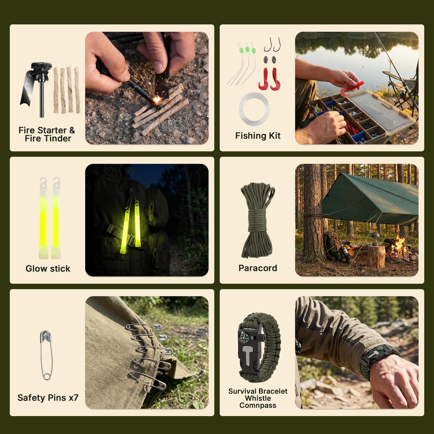 Gifts for Him Her Men Husband Dad Valentines Day - Survival Gear and Equipment 24 in 1, Survival Kits - Cool Fishing Hunting Camping Hiking Anniversary Birthday Gift for Man Teen Boy Boyfriend Women