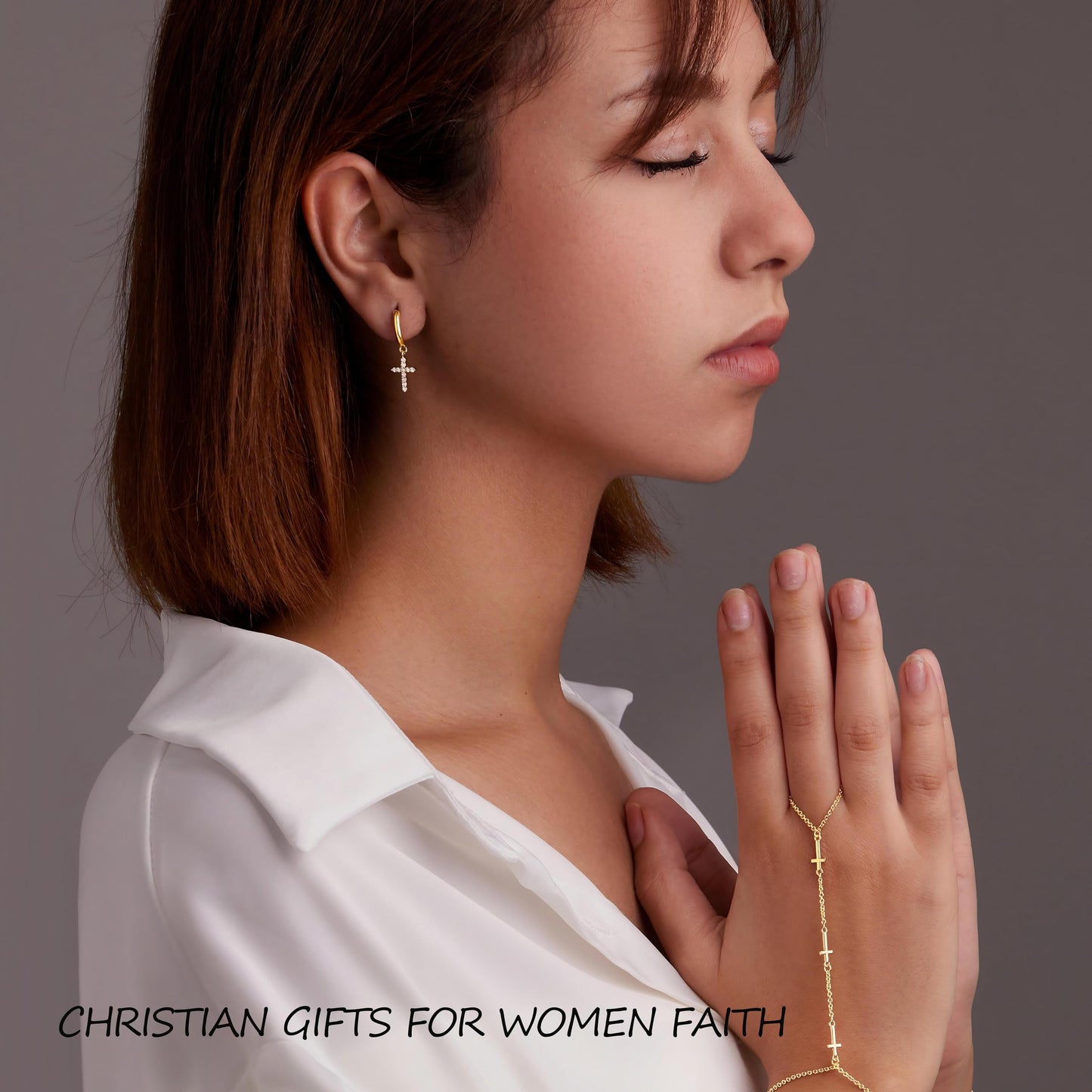 Cross Earrings for Women, Gifts for Christian, Christian Catholic Religious Baptism Jewelry Gift for Men Women Faith, Jesus Stuff, Cute Christian Jewelry Set Gifts Trendy Stuff