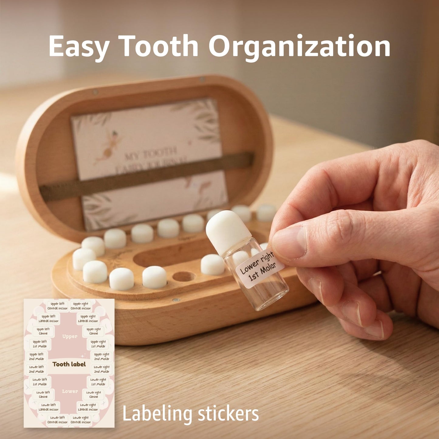 SEMONAMU Tooth Fairy Tooth Holder, Baby Keepsake Box, tooth fairy gifts, baby teeth keepsake box, baby tooth box, tooth holder for kids teeth, baby memory box, tooth fairy box, Unisex Shower Gift