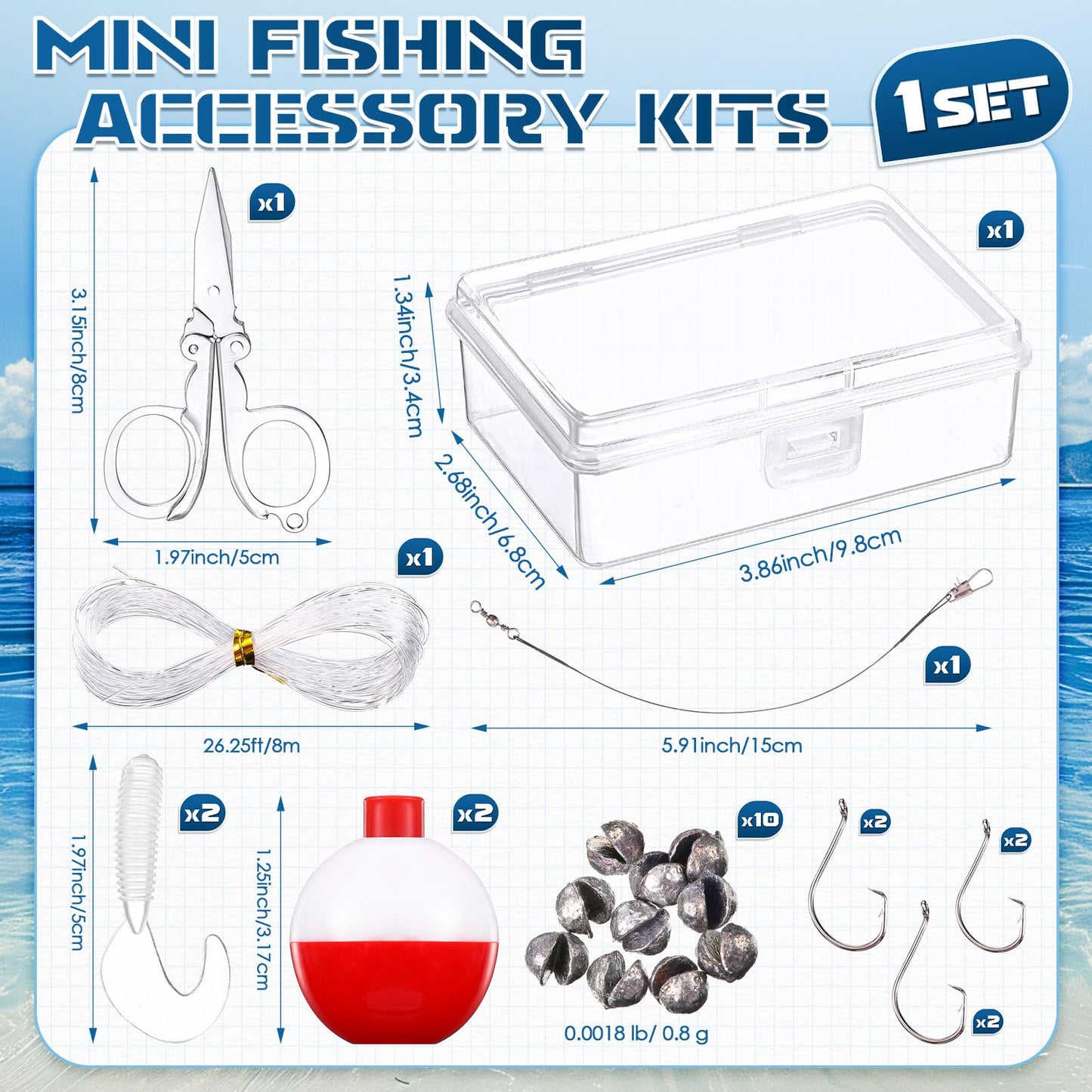 VioraWhite 30 Sets Mini Fishing Kits Bulk Emergency Survival Fishing Kits Fishing Tackle Box with Tackle Included Small Fishing Accessories Kit for Beginner Gifts Summer Outdoor Compact Fishing