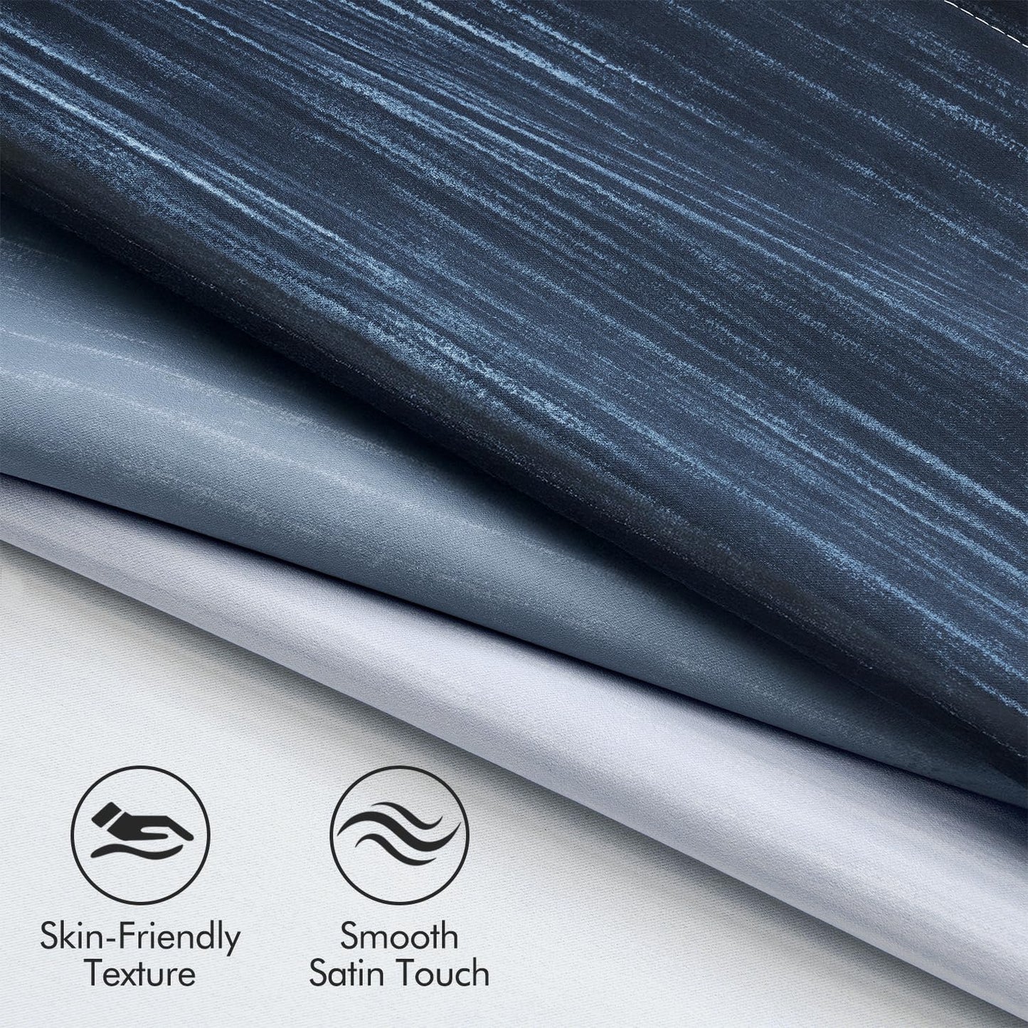 MIULEE Ombre 100% Blackout Curtains, Navy Blue and Greyish White Full Room Darkening Thermal Insulated 84 Inches Long Drapes for Bedroom/Living Room Grommet Window Treatments Modern 52Wx84L, Set of 2
