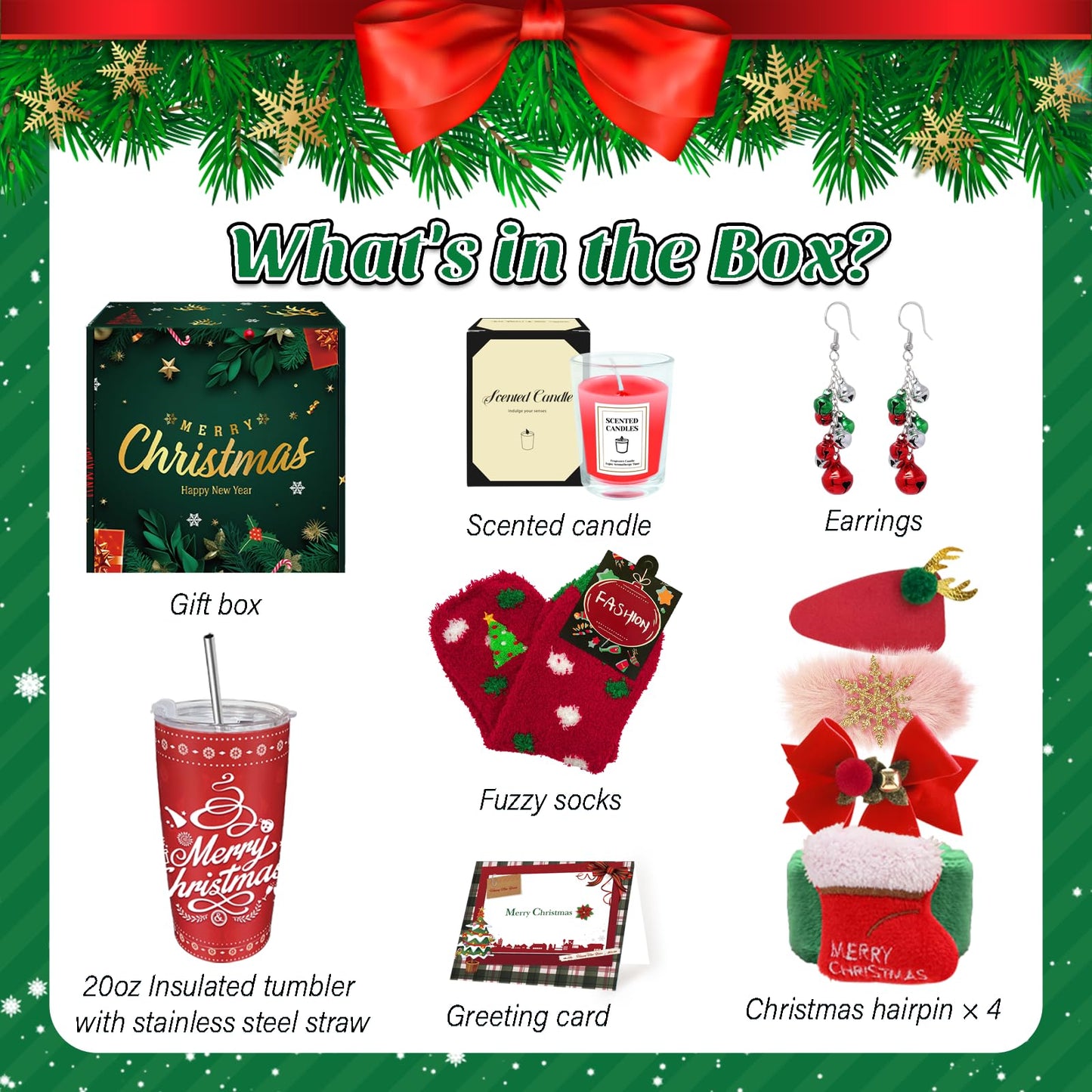 Christmas Gifts for Women, 2025 Unique Christmas Gifts, Xmas Gift Baskets with 20 Oz Tumblers, Candle, Ideas Xmas Gift for Mom, Teachers, Sister, Friends, Coworker, Girlfriend, Wife