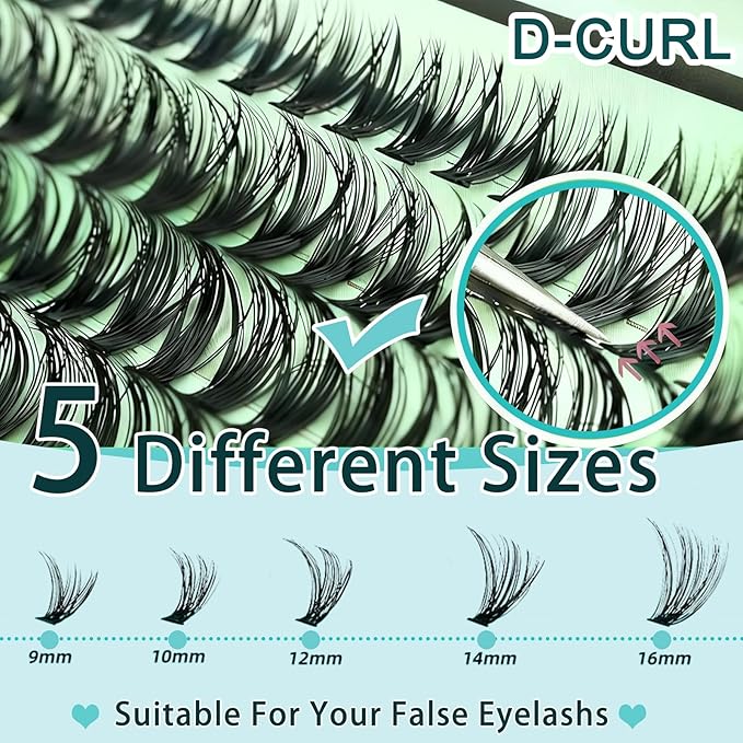 Wispy Lash Clusters Kit 640pcs Eyelash Cluster Extensions Curl Individual False Eyelashes Natural Fluffy Mink Lash Extension Kit (Only Lash-30D&40D&50D&60D&80D&100D, Lash Clusters)