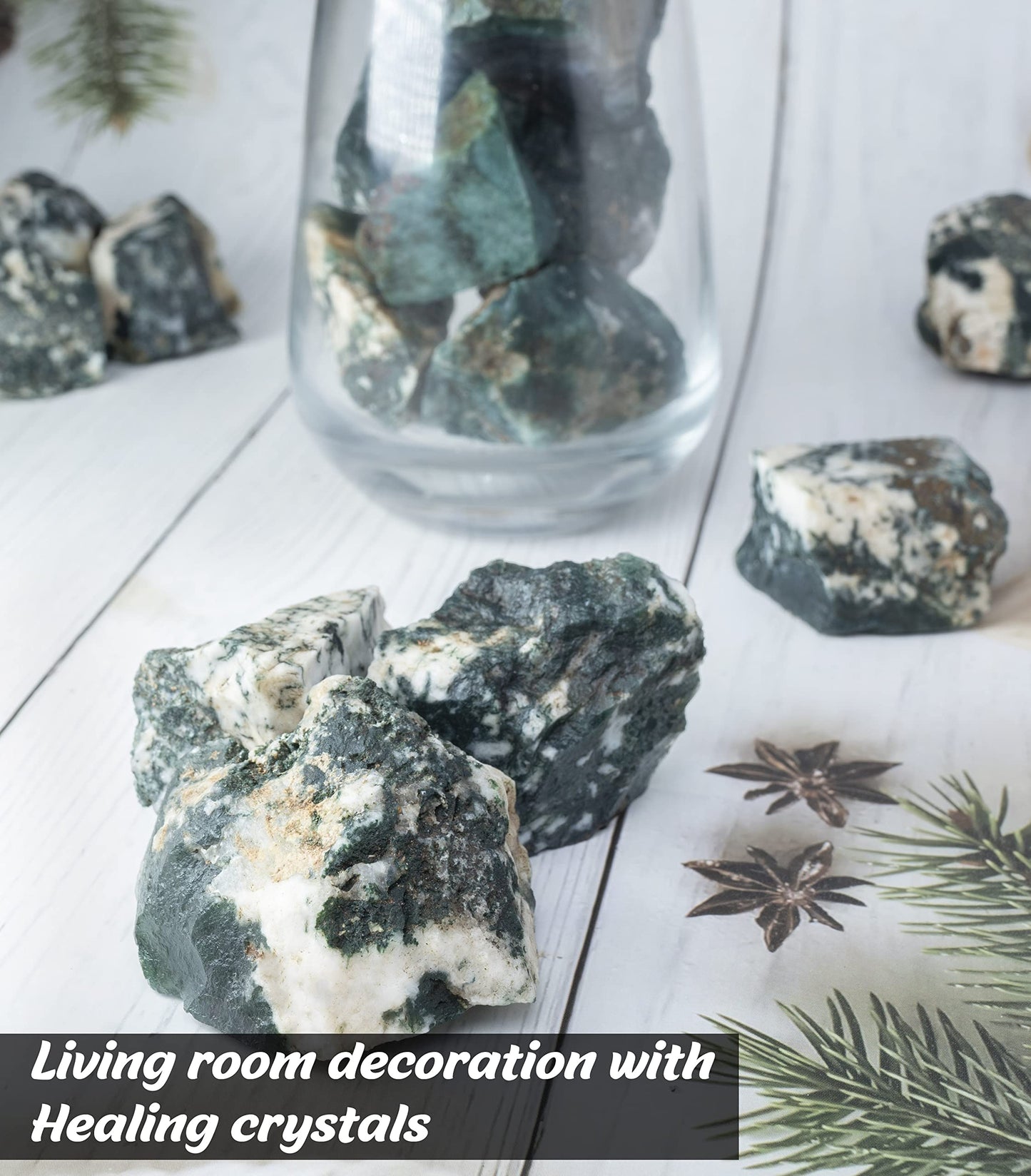 Crocon Tree agate Rough Bulk Natural Stone Raw Gemstone Tumbling Cabbing Polishing Gem Mining Energy Generator Chakra Balancing Reiki Healing Good Luck Home Office Decor Weight :-1Lb Approx