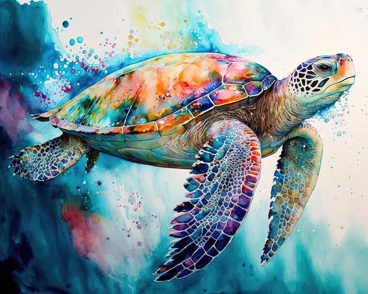 Aapxi Paint by Number for Adults Canvas Sea Turtle - Painting by Numbers Adults' Beginner Craft Kits with 4 Brushes and Acrylic Paint(16X20 Inch)