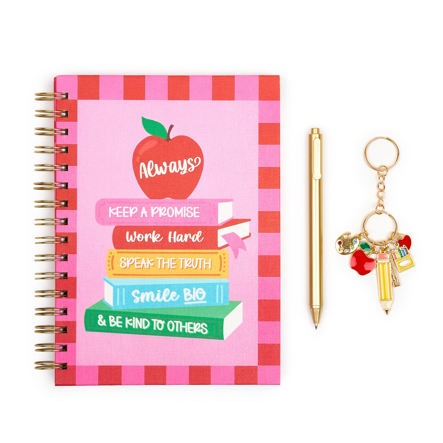 VOTUM Teacher Appreciation Gift Notebook Set with Pen & Charm, Spiral Journal for Educators, End of Year Thank You Present from Students, Back to School Supplies for Classroom, Gifts for Women Teachers