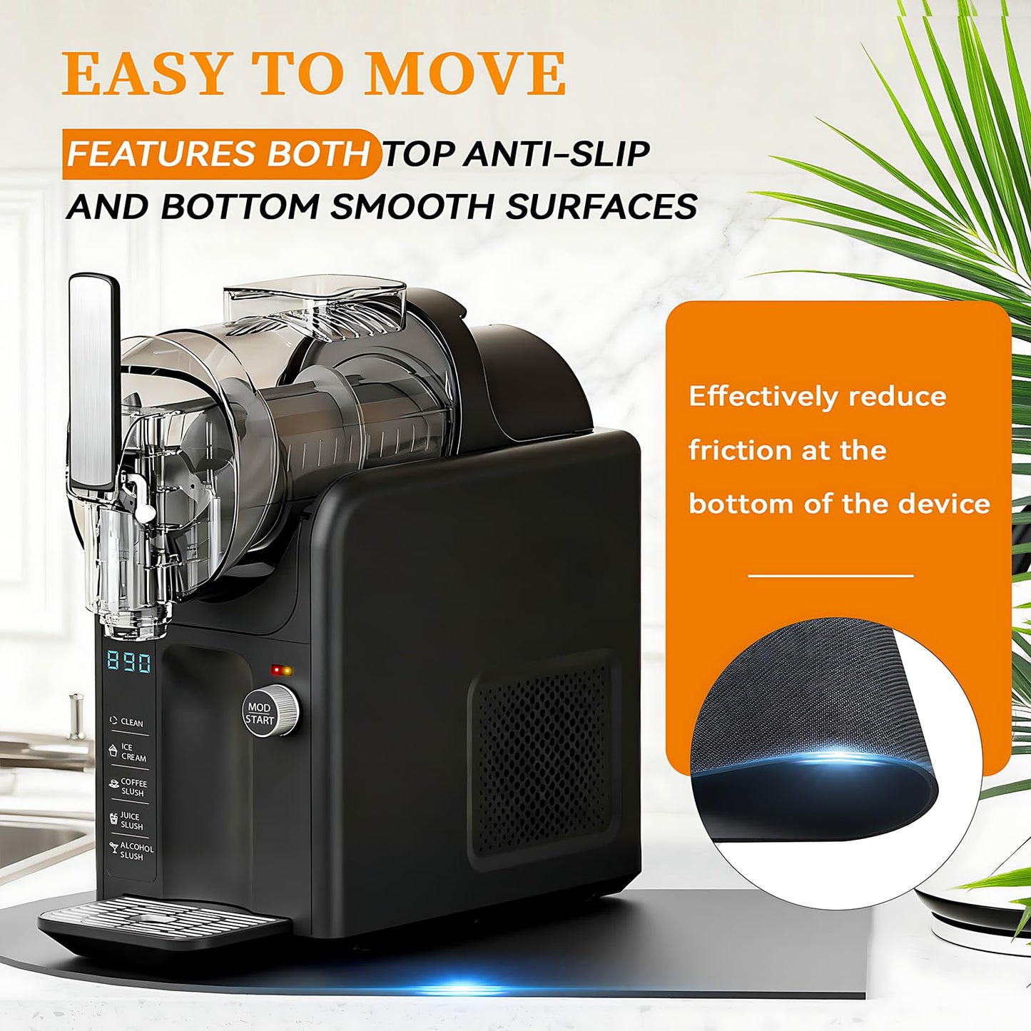 5 in 1 Slushie Machine for Home, No Ice Needed Frozen Drink Maker with Anti-Slip Mat, 61oz Slushy Machine Self-Cleaning and LED Display for Margaritas, Frappes, Smoothies and Shakes (Grey)