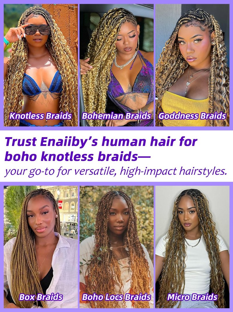 Enaiiby Color 27 Bundles Human Hair 50g 26 Inch, Blond Braiding Hair Loose Deep Wave Bundles Human Hair for Braiding Curly Hair Bulk, 12A No Weft 100% Real Virgin Hair Honey Blonde Boho Hair