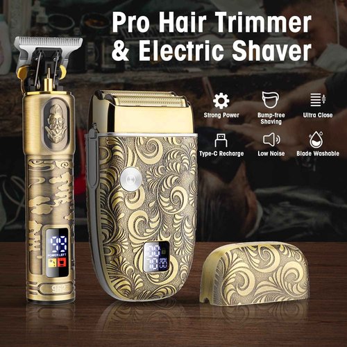 Suttik Professional Hair Clippers for Men Beard Trimmer Set with Case, Cordless Barber Clippers for Hair Cutting Grooming Kit, Rechargeable, LCD Display