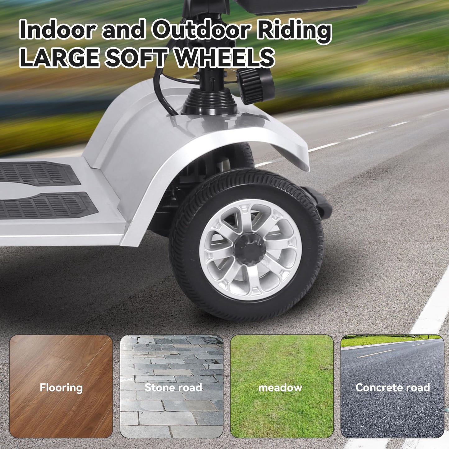 30 Miles Long Range 4 Wheel Electric Mobility Scooter Compact Heavy Duty Mobile for Travel, Adults, Elderly,Foldable Mobility Scooter with Charger & Basket (Silver)