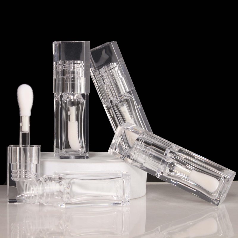 COSIDEA 18pcs Empty 6ml Square Clear PETG lip gloss tubes big deo foot wand lipgloss tube container for lip oil