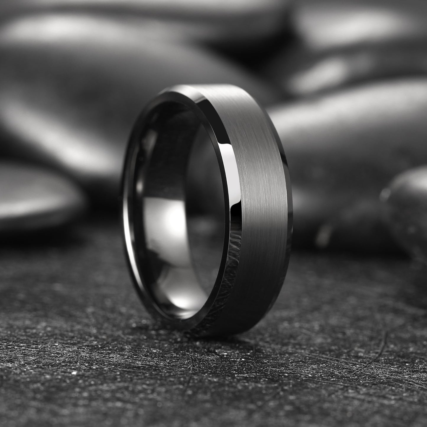King Will 7mm Tungsten Carbide Ring for Men, Gunmetal Matte & Polished Comfort Fit ，Size 7