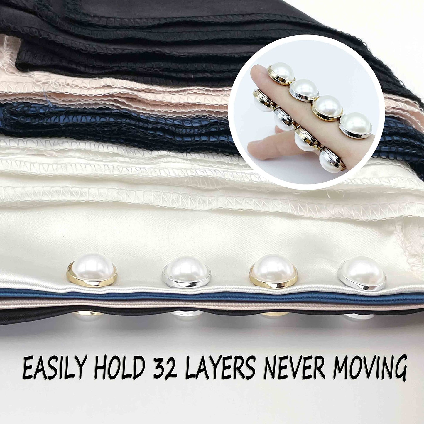Strong Pearl Safety Magnetic Hijab Pins for Women and Girls - Niqab Clothes Scarves Magnet (D-Black&Grey)