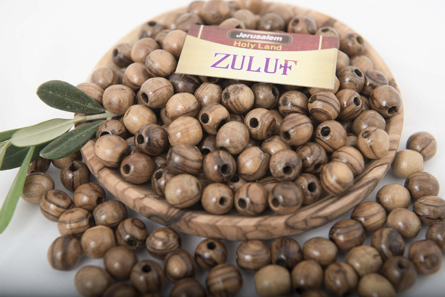 ZULUF 10mm Round Olive Wood Holy Land Brown Beads for Bracelets (60pcs) 10mm Beads for Jewelry Making Rosary Craft Supplies from Bethlehem Israel Palestine with Certificate BEAD009
