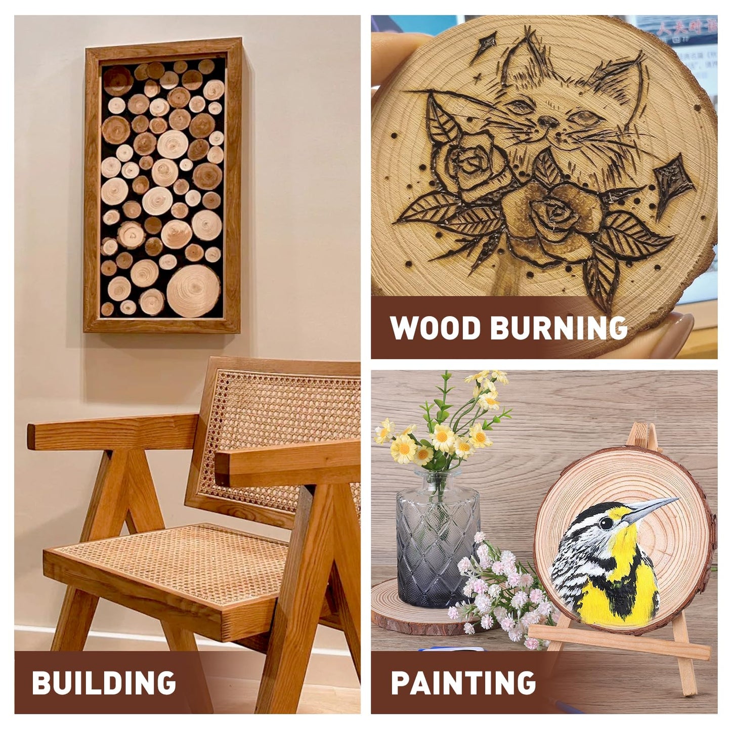 20 Pcs Unfinished Natural Wood Slices for Centerpieces.5.1-5.5 Inch Wood Rounds for Crafts. Wood Circles with Tree Bark for DIY Crafts,Centerpiece Table Decorations.Baby Shower centerpieces.
