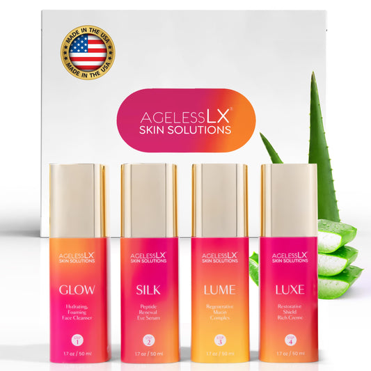 Complete Skincare Kit – Deep Hydrating Face Moisturizer for Women and Men, Cleanser, Peptide Eye Serum, Snail Mucin Essence and Pro-Aging Face Cream – 4-Step Daily Set for All Skin Types