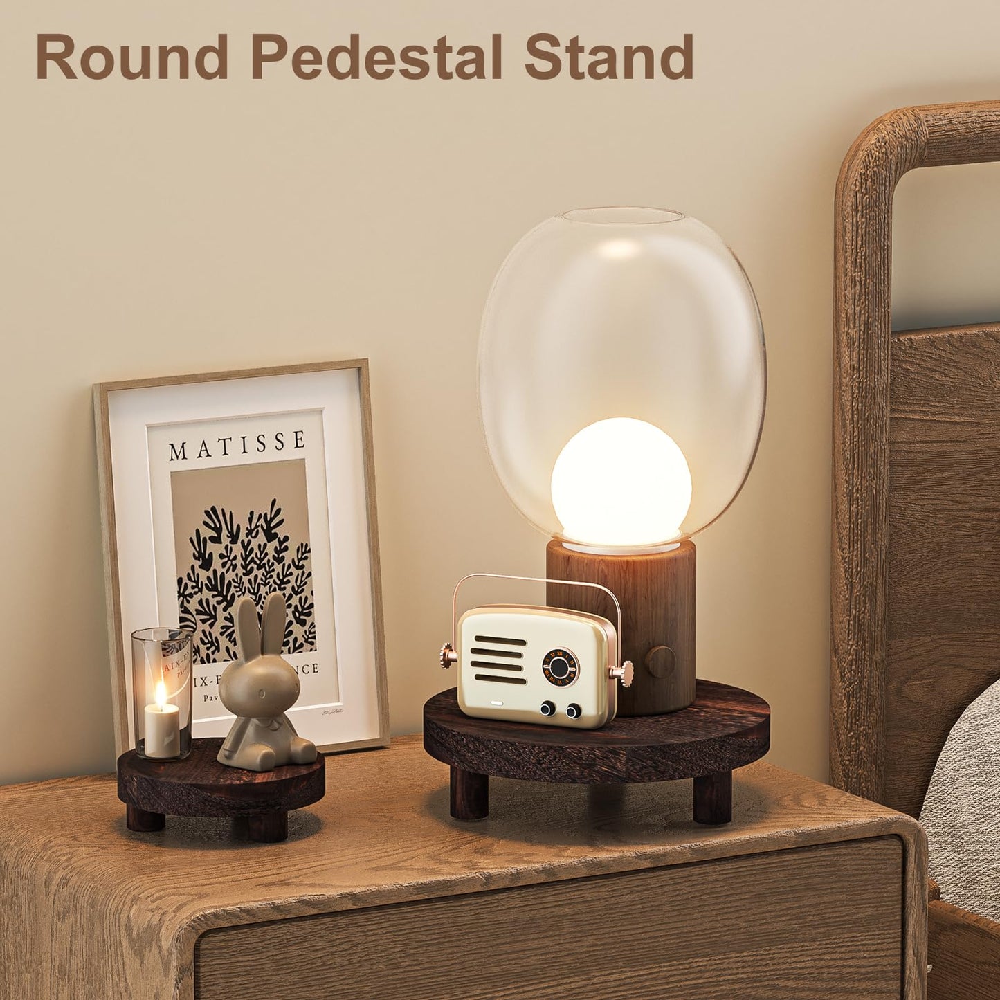 HAWHUV 3 Pcs Wood Plant Stand Indoor Outdoor, Round Wood Riser for Decor 6/8/10" Wooden Stool Display Stand Flower Pot Holder Small Planter Tray Modern Potter Decorative for Desktop Counter Room
