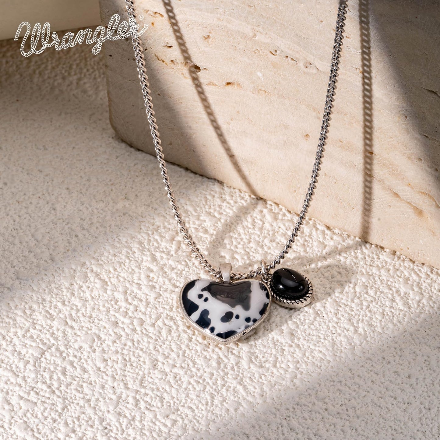 Montana West x Wrangler Western Pendant Necklace for Women 14k Gold Silver Heart Statement Turquoise Cowgirl Vintage Trendy Fashion Jewelry WNS-1129S-BK
