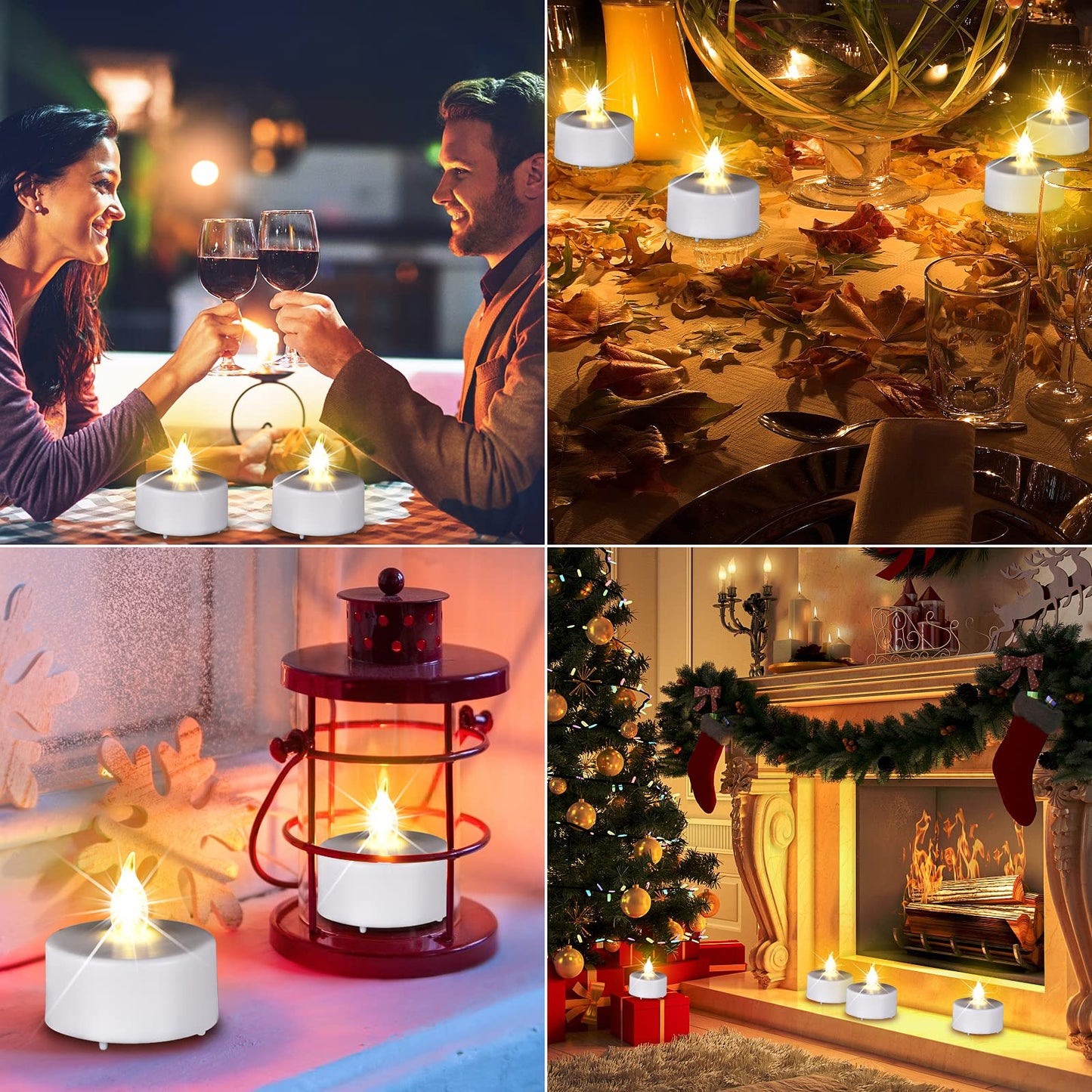 Paichi Battery Operated Flameless Tea Lights, Led Flickering Electric Votive Candle 24 Pack Realistic and Bright for Seasonal, Festive Celebrations and Holiday Gifts Warm White Lamp Long Lasting